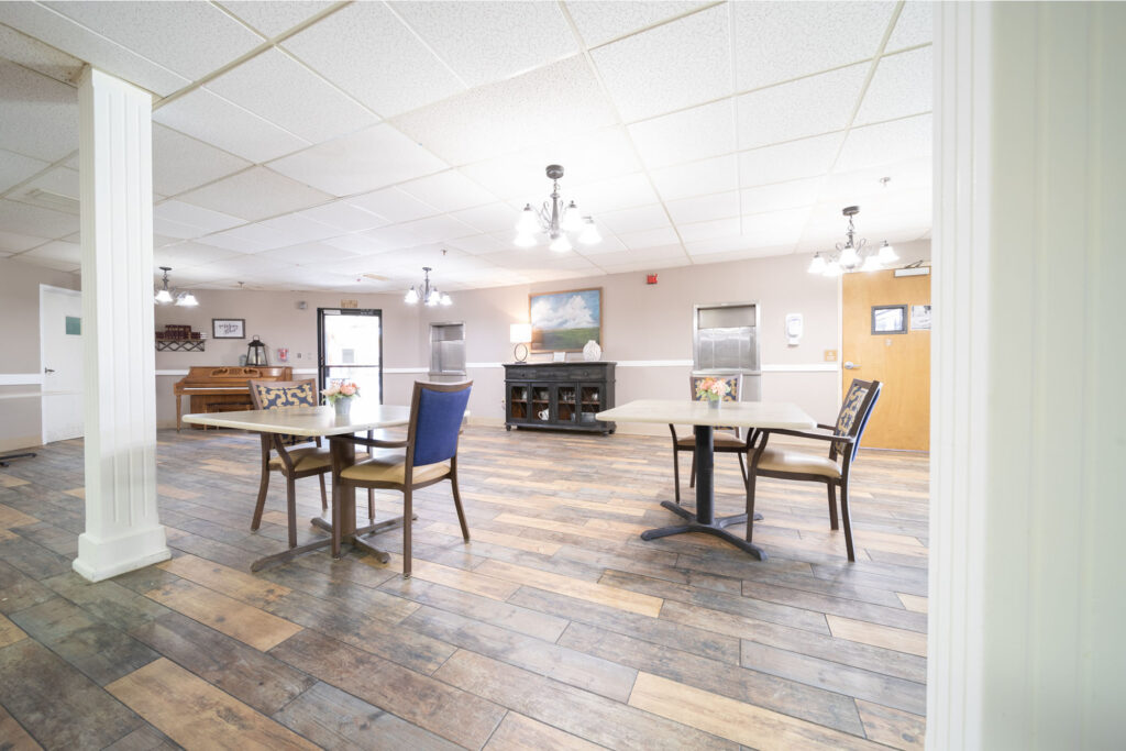 The dining hall at Beebe Retirement, a skilled nursing facility